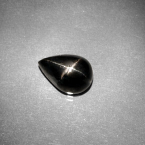 2.75克拉天然黑色星光透辉石，梨形，10×7毫米，不透明