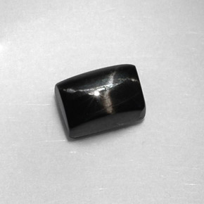 1.89克拉天然黑色星光透辉石，长方形切工，7×5.1毫米，不透明