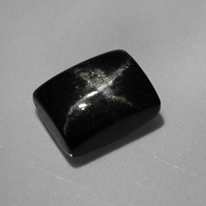 2.92克拉天然黑色星光透辉石，长方形切工，8.1×6.1毫米，不透明