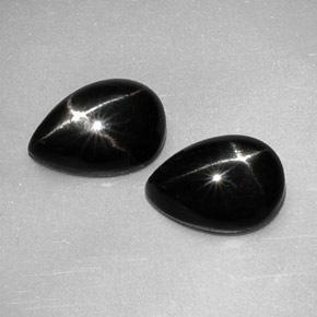 天然黑色星光透辉石，梨形，10×7.1毫米，不透明