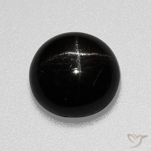 3.24克拉天然黑色星光透辉石，圆形切割，9.11毫米，不透明