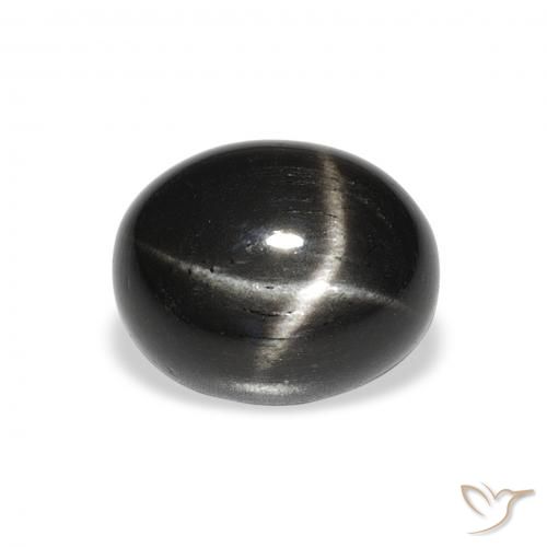 5.02ct 天然 黑色 星透辉石, 椭圆形, 不透明