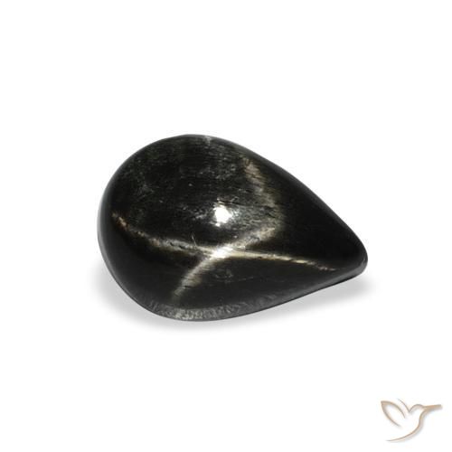 2.46ct 天然 黑色 星透辉石, 梨形, 不透明