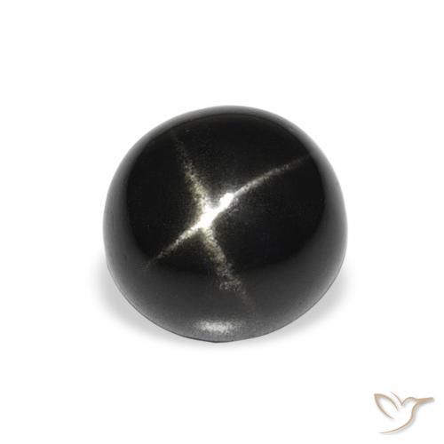 3.46ct 天然 黑色 星透辉石, 圆形的, 不透明