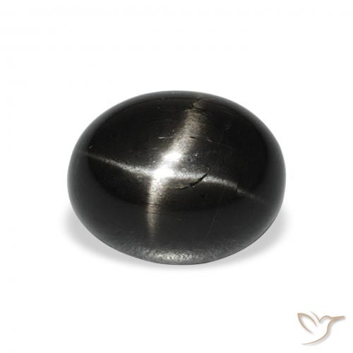 5.71ct 天然 黑色 星透辉石, 椭圆形, 不透明