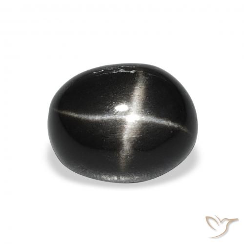 4.92ct 天然 黑色 星透辉石, 椭圆形, 不透明