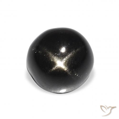 3.48ct 天然 黑色 星透辉石, 圆形的, 不透明