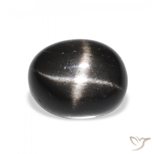 5.05ct 天然 黑色 星透辉石, 椭圆形, 不透明