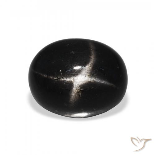 5.70ct 天然 黑色 星透辉石, 椭圆形, 不透明