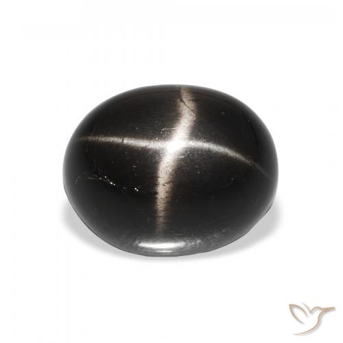 5.85ct 天然 黑色 星透辉石, 椭圆形, 不透明