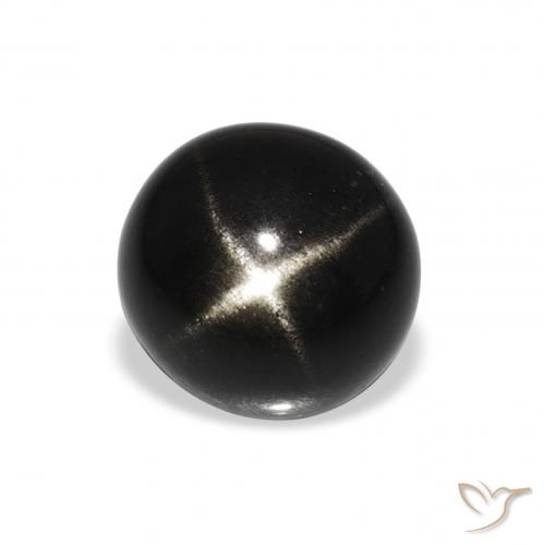 3.55ct 天然 黑色 星透辉石, 圆形的, 不透明