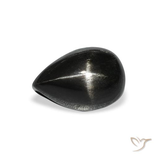 3.33ct 天然 黑色 星透辉石, 梨形, 不透明