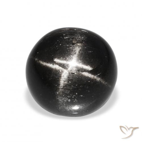 11.26ct 黑色 星透辉石, 圆形的, 不透明