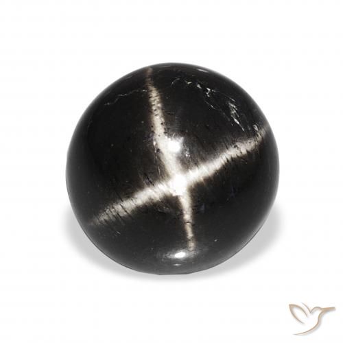 9.27ct 黑色 星透辉石, 圆形的, 不透明