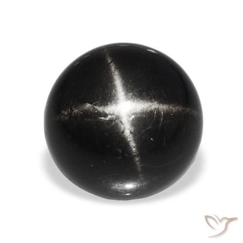 7.90ct 黑色 星透辉石, 圆形的, 不透明