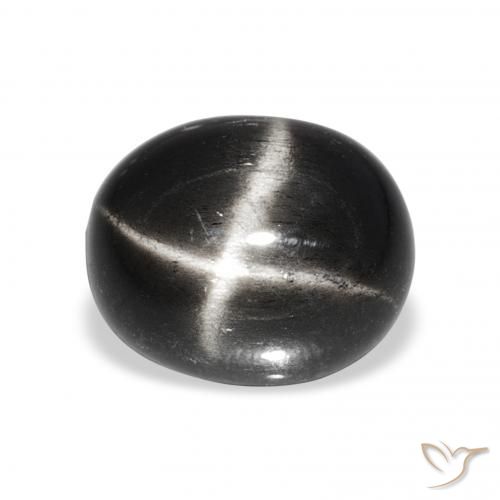 6.48ct 黑色 星透辉石, 椭圆形, 不透明