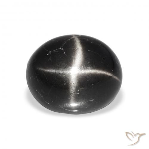 6.78ct 黑色 星透辉石, 椭圆形, 不透明