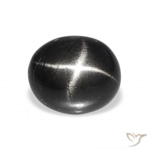 5.74ct 黑色 星透辉石, 椭圆形, 不透明