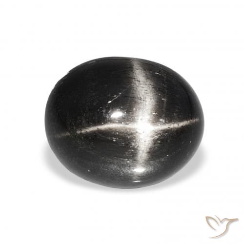 6.01ct 黑色 星透辉石 宝石, 椭圆形, 不透明