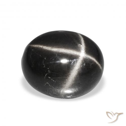 6.35ct 黑色 星透辉石 宝石, 椭圆形, 不透明