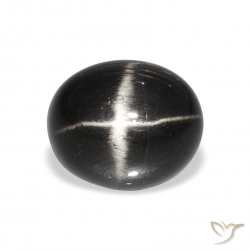 6.98ct 黑色 星透辉石 宝石, 椭圆形, 不透明
