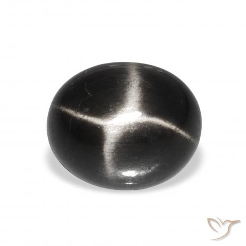 6.30ct 黑色 星透辉石 宝石, 椭圆形, 不透明