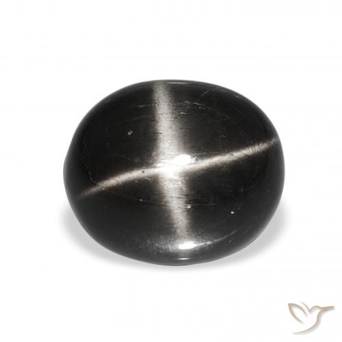 6.11ct 黑色 星透辉石 宝石, 椭圆形, 不透明