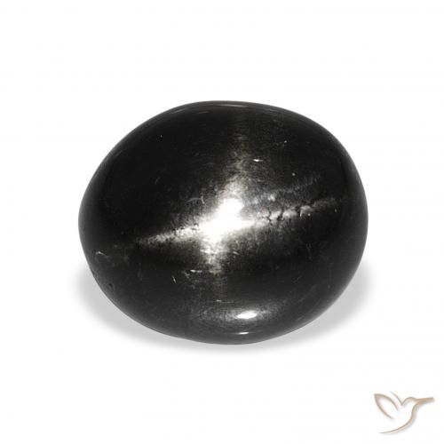 7.74ct 黑色 星透辉石, 椭圆形, 不透明