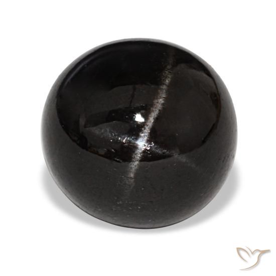 4.65克拉天然黑色星光透辉石，圆形切割，9.22毫米，不透明