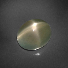 4.89克拉天然绿色星光月光石，透明，11×9.2毫米，透明/半透明