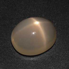 10.21克拉天然奶油色星光月光石，椭圆形切割，15.3×13毫米，半透明