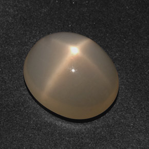 10.21克拉天然奶油色星光月光石，椭圆形切割，15.3×13毫米，半透明