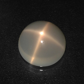 3.04克拉天然奶油色星光月光石，圆形切割，9.05毫米，半透明
