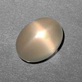 10.79克拉天然奶油色星光月光石，透明，15×11.2毫米，透明/半透明