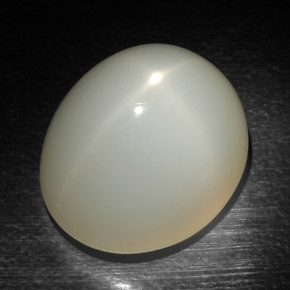 22.97克拉天然奶油色星光月光石，椭圆形切割，17.8×15.2毫米，半透明