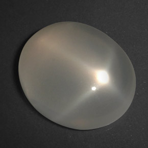 4.43克拉天然白色星光月光石，椭圆形切割，12.8×11毫米，透明