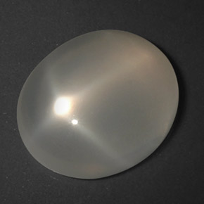 4.43克拉天然白色星光月光石，椭圆形切割，12.8×11毫米，透明