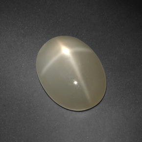 6.69克拉天然奶油色星光月光石，椭圆形切割，15×11.1毫米，半透明