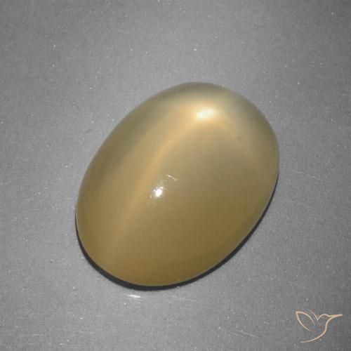5.16ct 天然 第戎黄 星月石, 椭圆形, 半透明