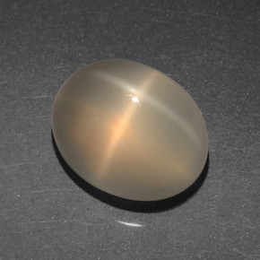 4.97克拉天然橙色星光月光石，椭圆形切割，11×8.9毫米，半透明