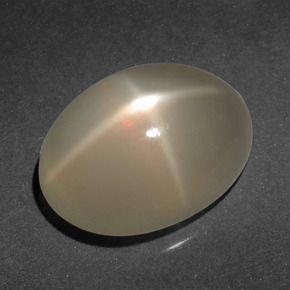 6.65克拉天然奶油色星光月光石，椭圆形切割，14.1×10.1毫米，半透明