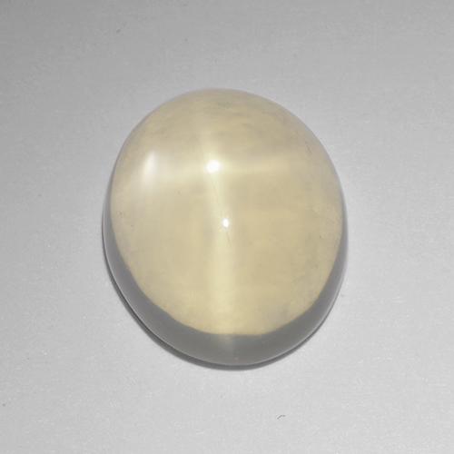 4.56克拉天然白色星光月光石，椭圆形切割，11.9×10毫米，透明