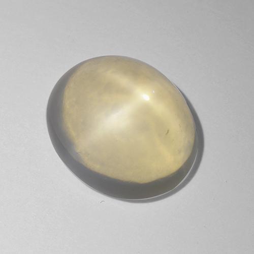 4.56克拉天然白色星光月光石，椭圆形切割，11.9×10毫米，透明