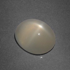 3.86克拉天然奶油色星光月光石，椭圆形切割，11×9毫米，半透明