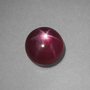 1.22克拉天然红色星光红宝石，圆形切割，5.44毫米，不透明