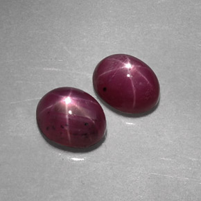 天然红色星光红宝石，椭圆形切割，5.9×4.7毫米，不透明