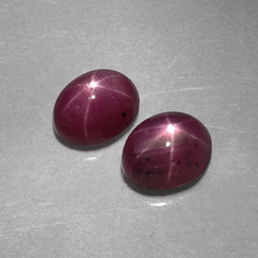 天然红色星光红宝石，椭圆形切割，5.9×4.7毫米，不透明
