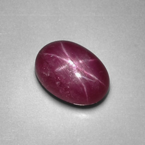 1.27克拉天然红色星光红宝石，椭圆形切割，6.9×5毫米，不透明