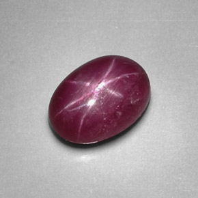 1.27克拉天然红色星光红宝石，椭圆形切割，6.9×5毫米，不透明
