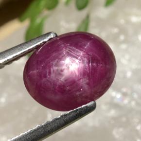 3.41克拉天然红色星光红宝石，椭圆形切割，9×7.2毫米，不透明